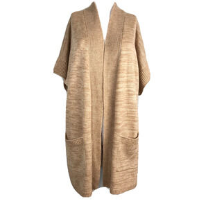 Chicos Cardigan Womens Sz 1‎ US M 8 Beige Dolman Duster Sweater Pockets Open